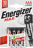 Элемент питания алкалиновый Energizer Мах ААА 4шт